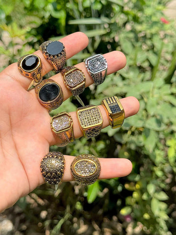 Turkish Gold Plated Crystal Men's Ring