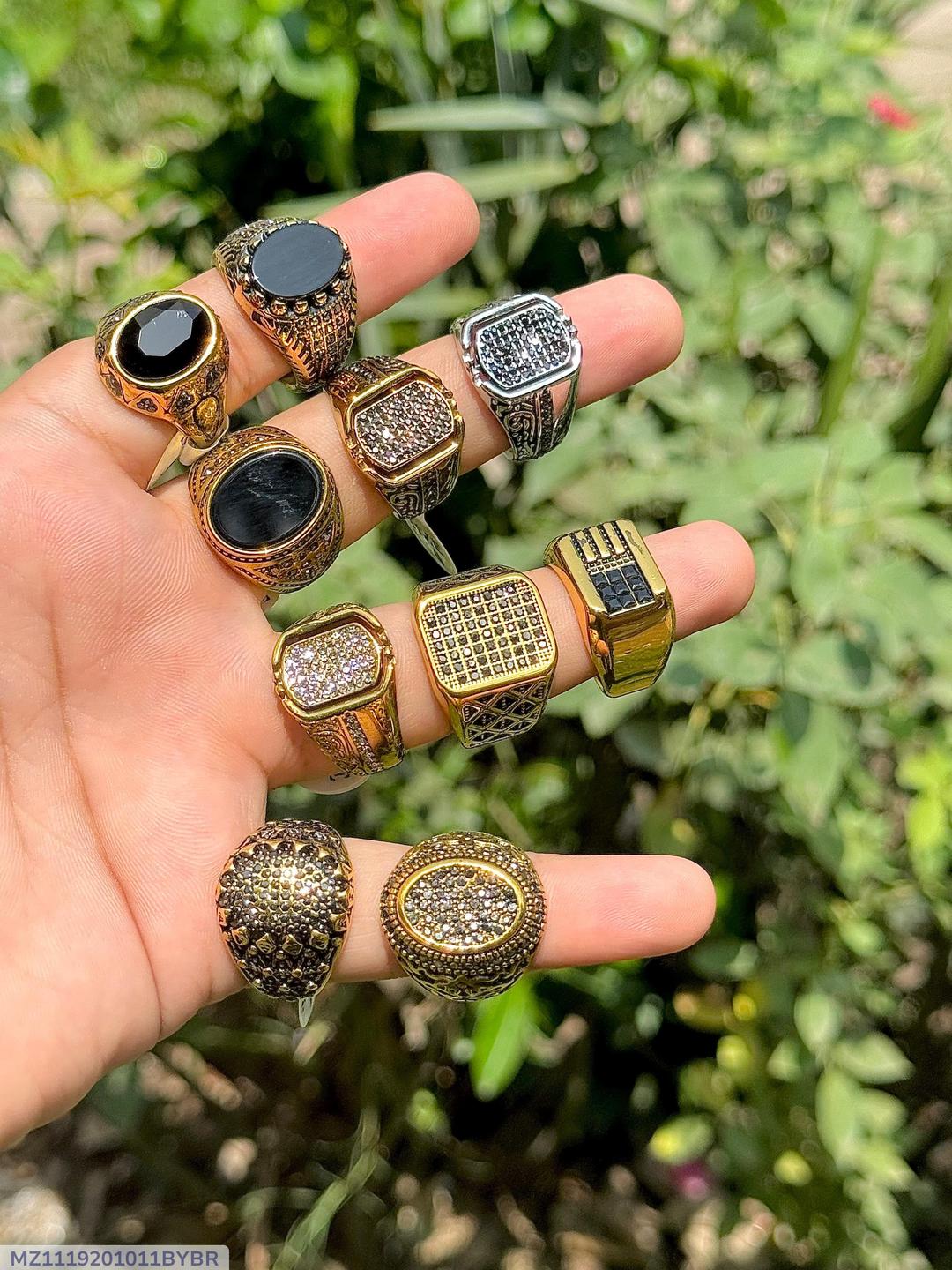 Turkish Gold Plated Crystal Men's Ring