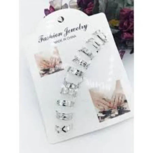 10Pcs Adjustable Black Gold Silver Rings Set for Men Women
