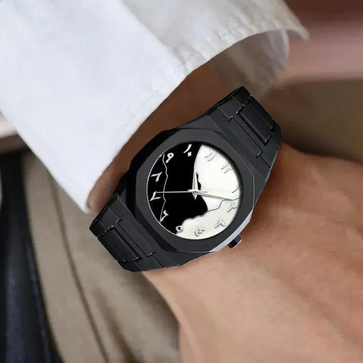 Men's Carbon Fiber Analog Watch 2mm Black Strap