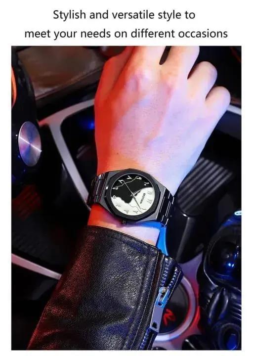Men's Carbon Fiber Analog Watch 2mm Black Strap
