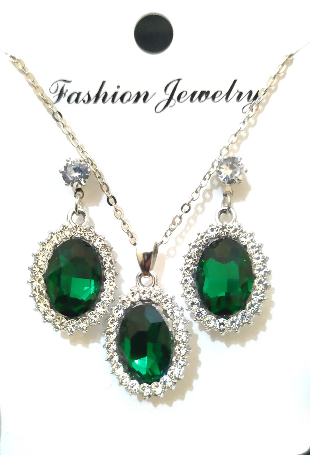 Red Gemstone Pendant Set for Women, 3 Pcs, Silver, Vintage Elegant Design