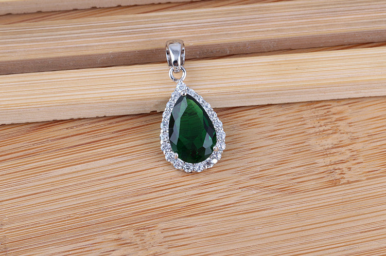 White Zircon Pendant Necklace Copper Pave Fashion