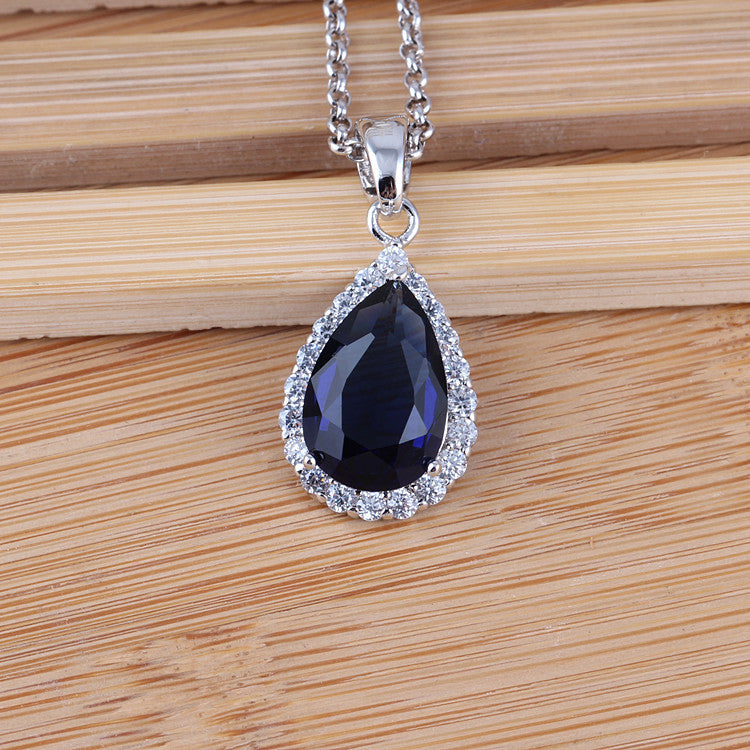 White Zircon Pendant Necklace Copper Pave Fashion