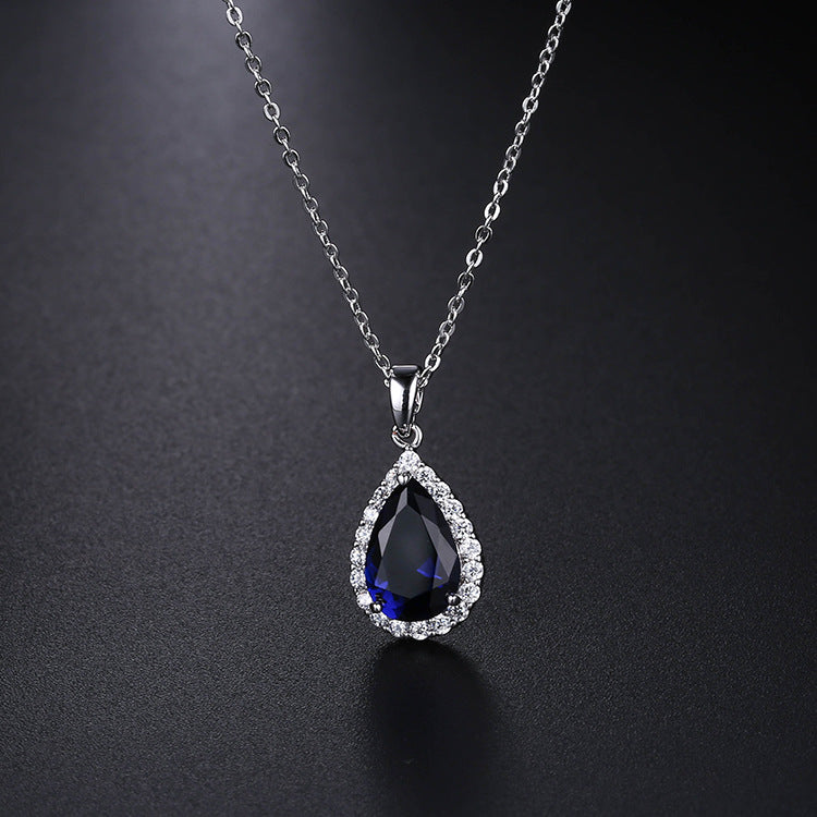 White Zircon Pendant Necklace Copper Pave Fashion
