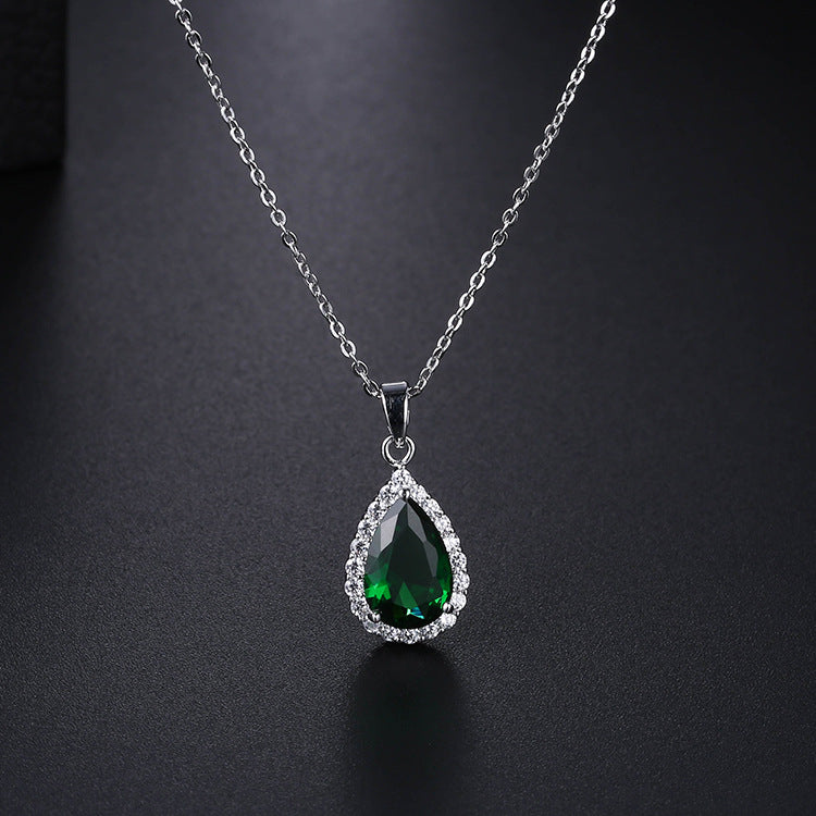 White Zircon Pendant Necklace Copper Pave Fashion