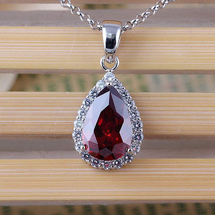 White Zircon Pendant Necklace Copper Pave Fashion