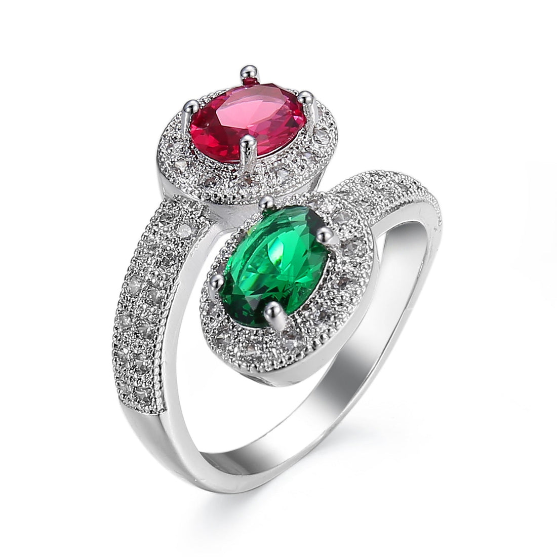 Women Fashion Ring Red Zircon Opening Jewelry